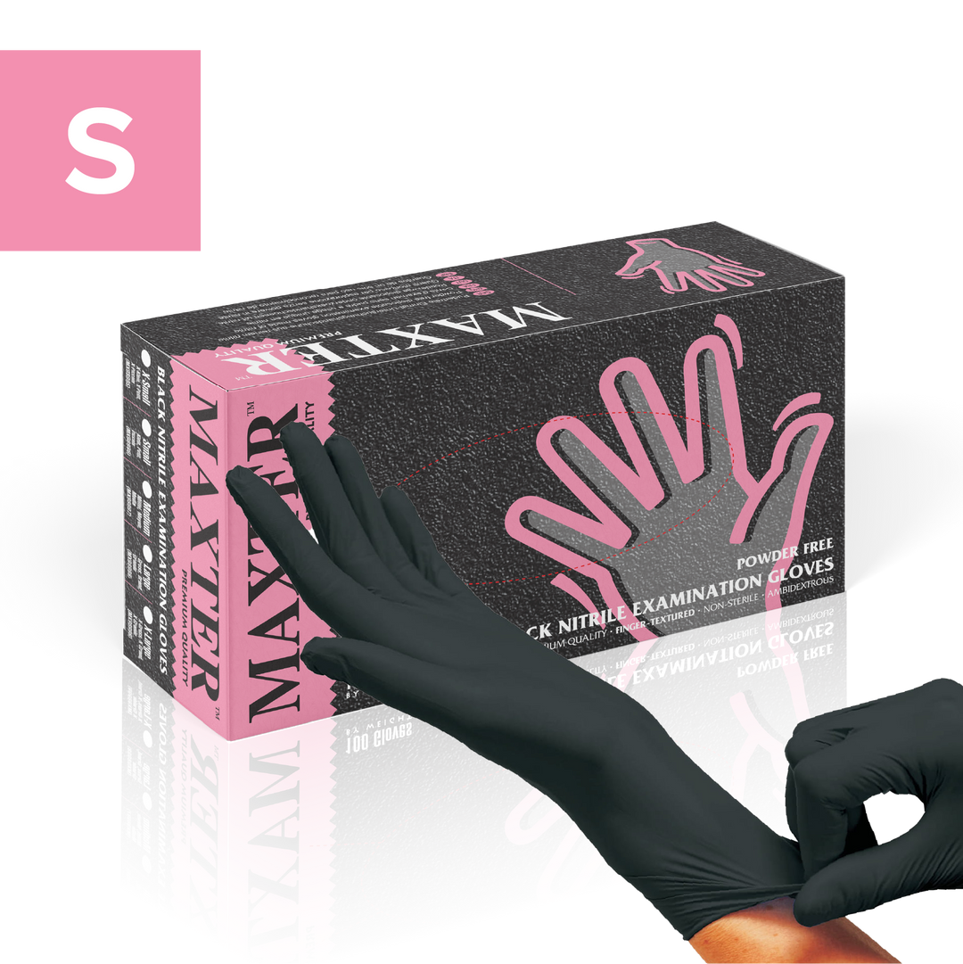 Nitrile Disposable Gloves Black Powder Free Finger Textured 100