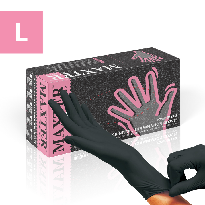 Nitrile Gloves Powder Free Black 100 pcs L
