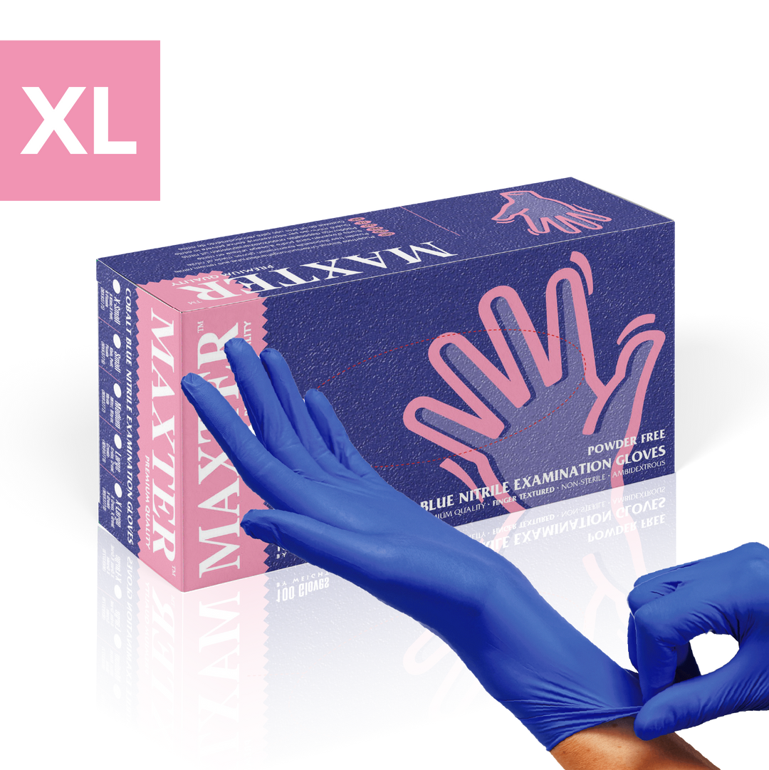 Nitrile Disposable Gloves Cobalt Blue Powder Free Finger Textured