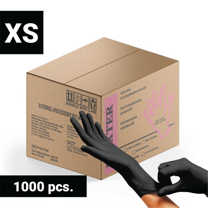 Carton 1000 PCS Maxter Black Nitrile Powder Free Disposable Gloves Heavy Duty Textured 5.5g 10x 100 PCS XS