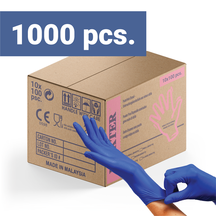 Carton 1000 PCS Maxter Cobalt Blue Nitrile Powder Free Disposable Gloves Heavy Duty Textured 5.5g 10x 100 PCS M