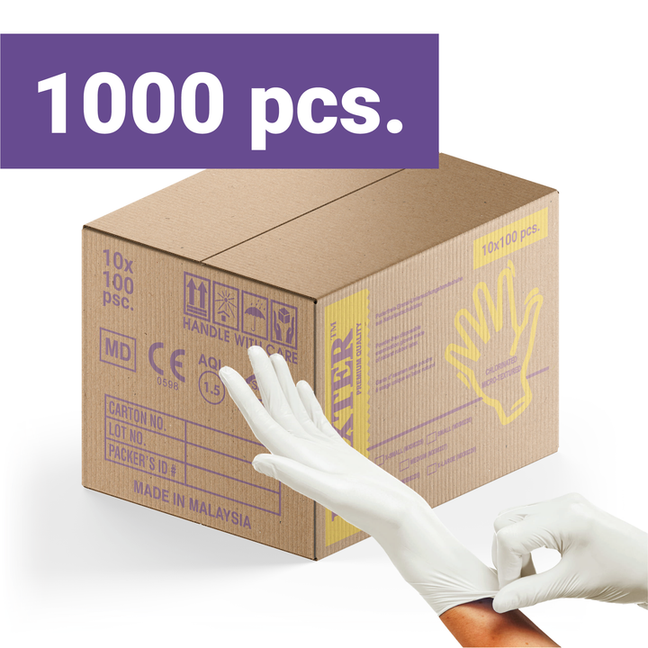 Carton 1000 PCS Maxter Latex Powder Free Disposable Gloves Heavy Duty Textured 10x 100 PCS M