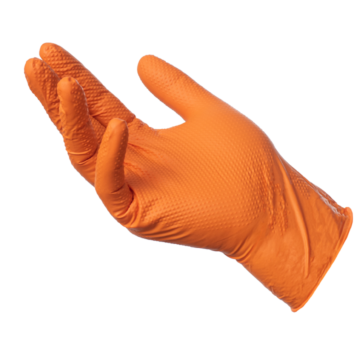 Nitrile Heavy Duty Gloves Powder Free Max Grip Orange 90 pcs L